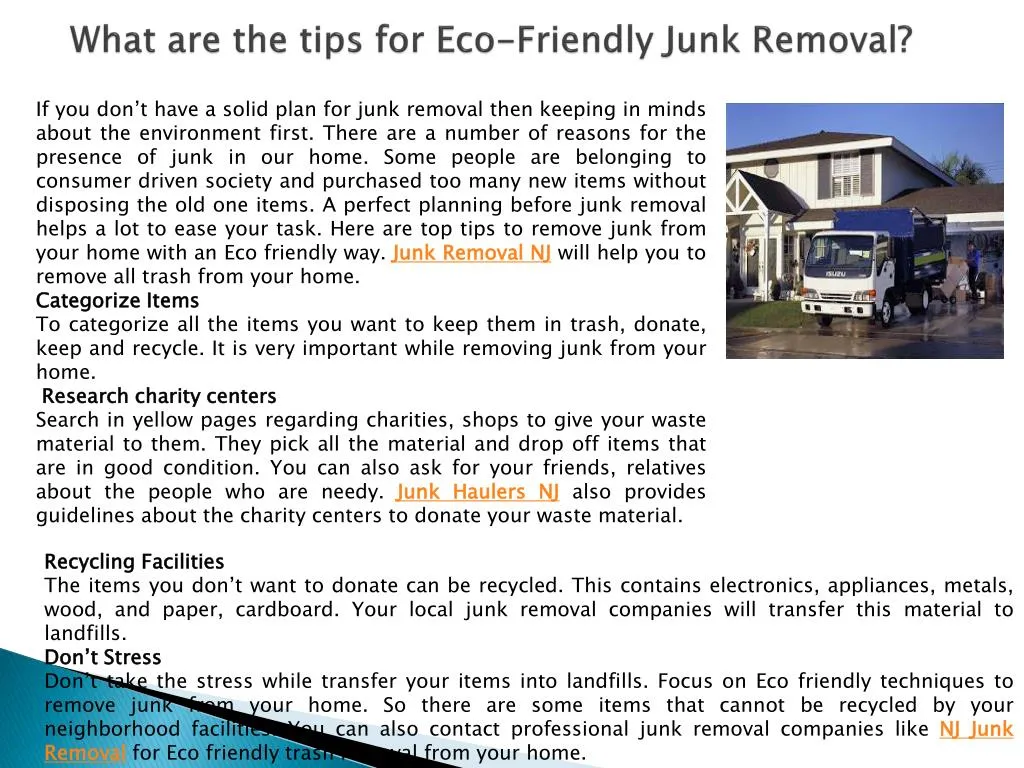 what are the tips for eco friendly junk removal