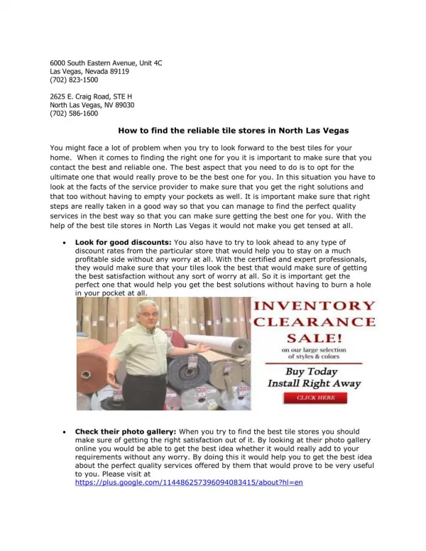 How to find the reliable tile stores in North Las Vegas