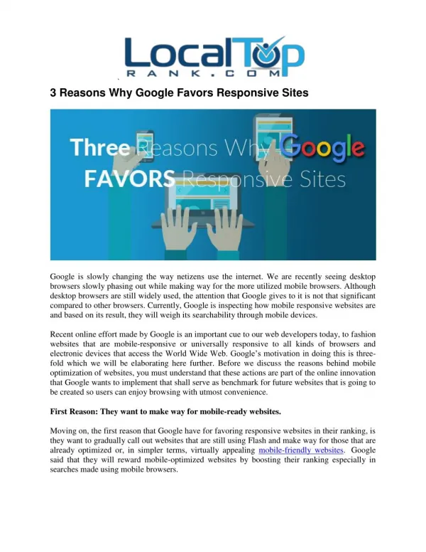 3 Reasons Why Google Loves Responsive Websites