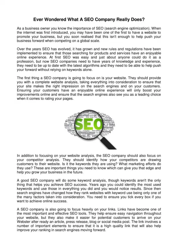 Ever wondered what a seo company really does?