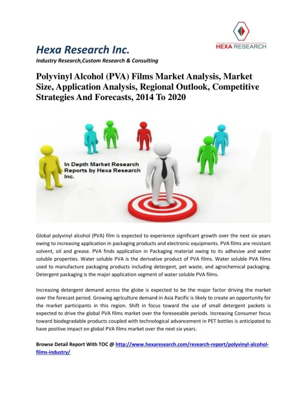 Polyvinyl Alcohol (PVA) Films Market Analysis, Market Size, Application Analysis, Regional Outlook, Competitive Strategi