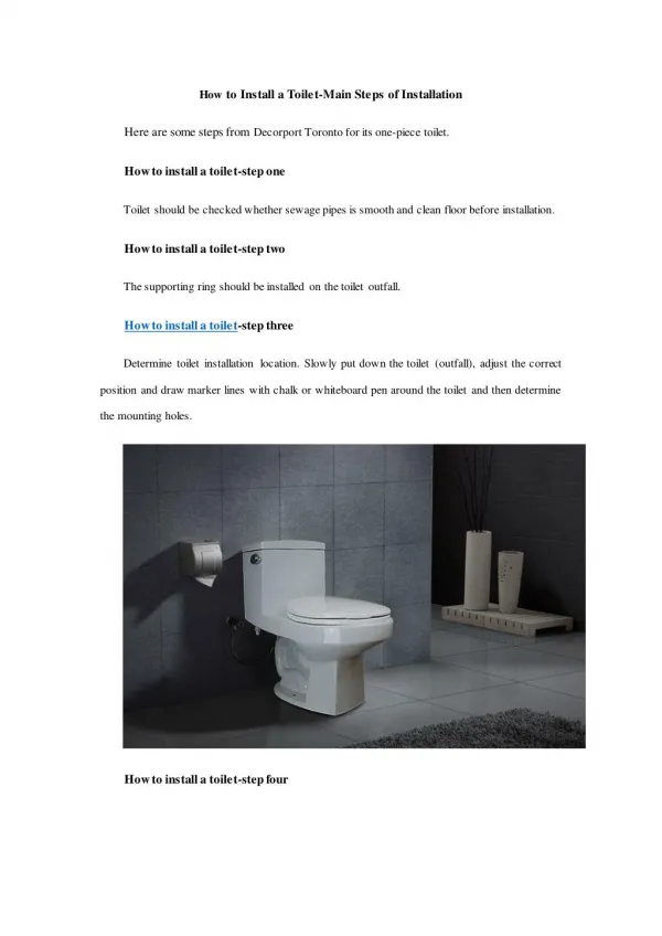How to Install a Toilet-Main Steps of Installation