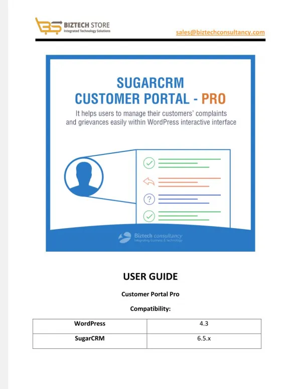WordPress SugarCRM Customer Portal Pro Plugin
