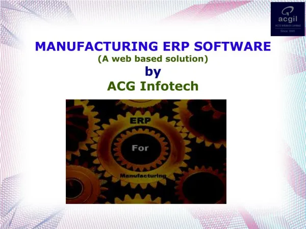 Manufacturing ERP Software - ACG Infotech
