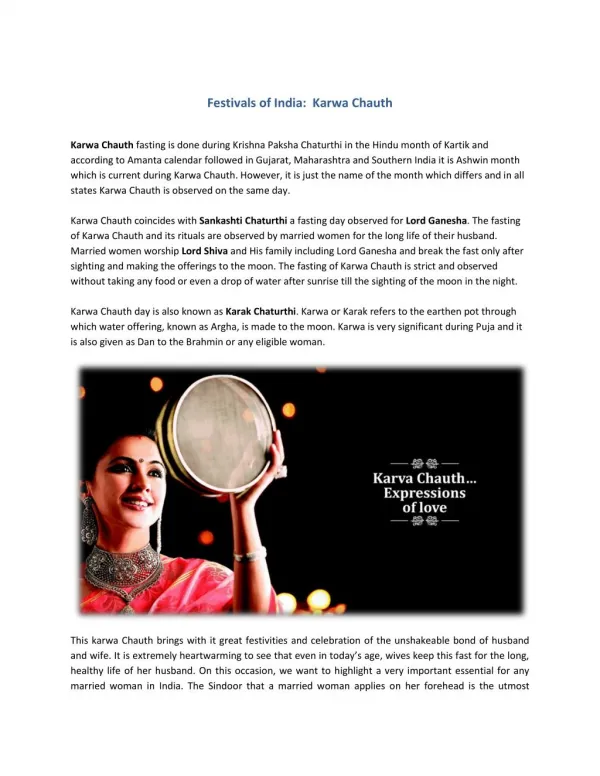 Festivals of India: Karwa Chauth