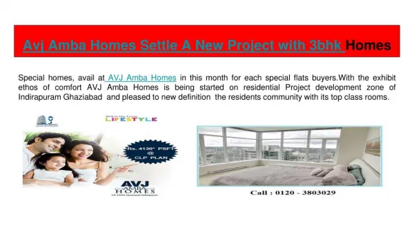 Avj Amba Homes offering 1 bhk, 2 bhk flats in Indirapuram