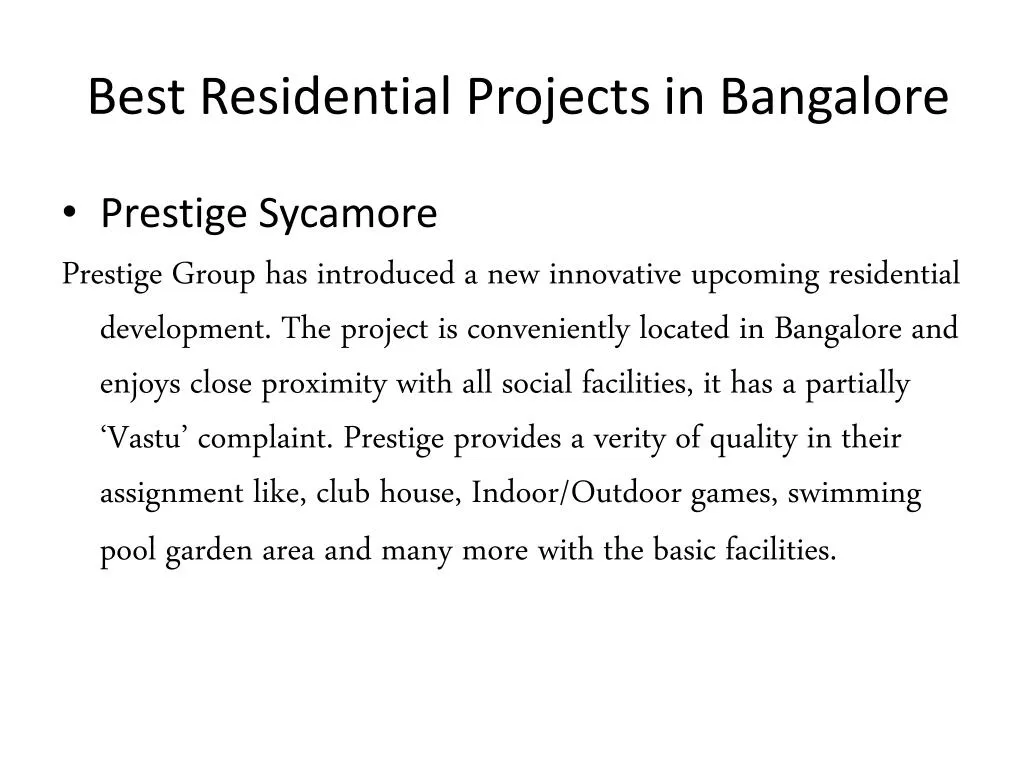 best residential projects in bangalore