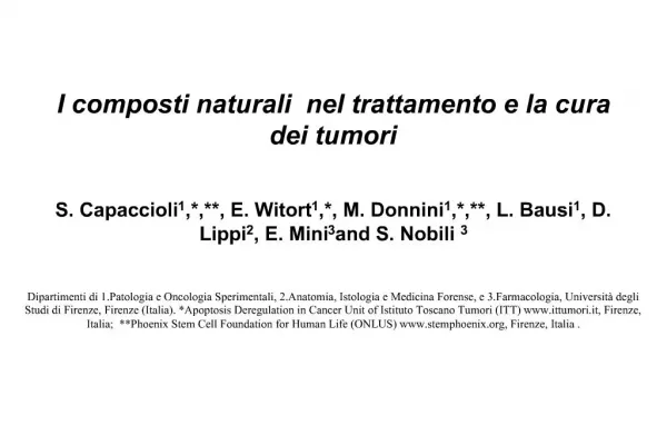 I composti naturali nel trattamento e la cura dei tumori