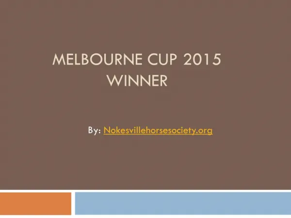 Melbourne Cup Winner