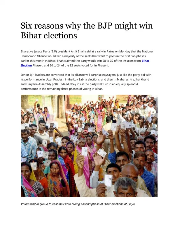 Six reasons why the BJP might win Bihar elections