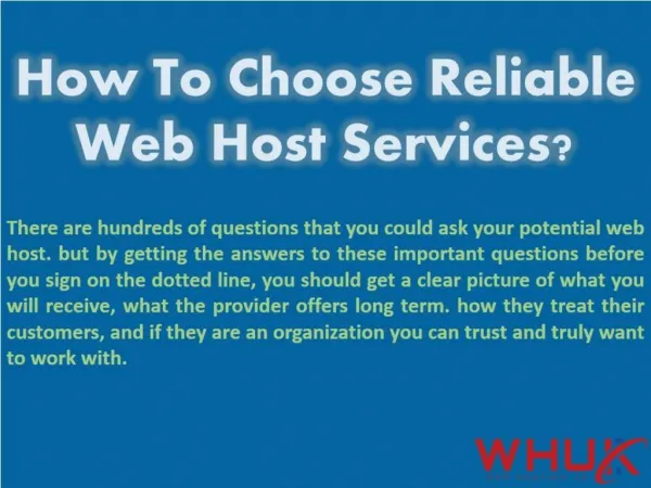 How To Choose Reliable Web Host Services?