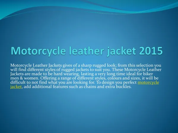 Motorcycle leather jacket 2015
