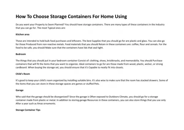 How To Choose Storage Containers For Home Using