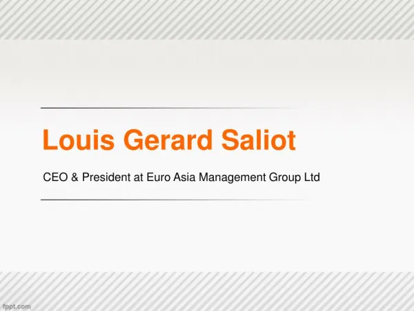 Louis Gerard Saliot | CEO of EAM Group Singapore (Fiji)