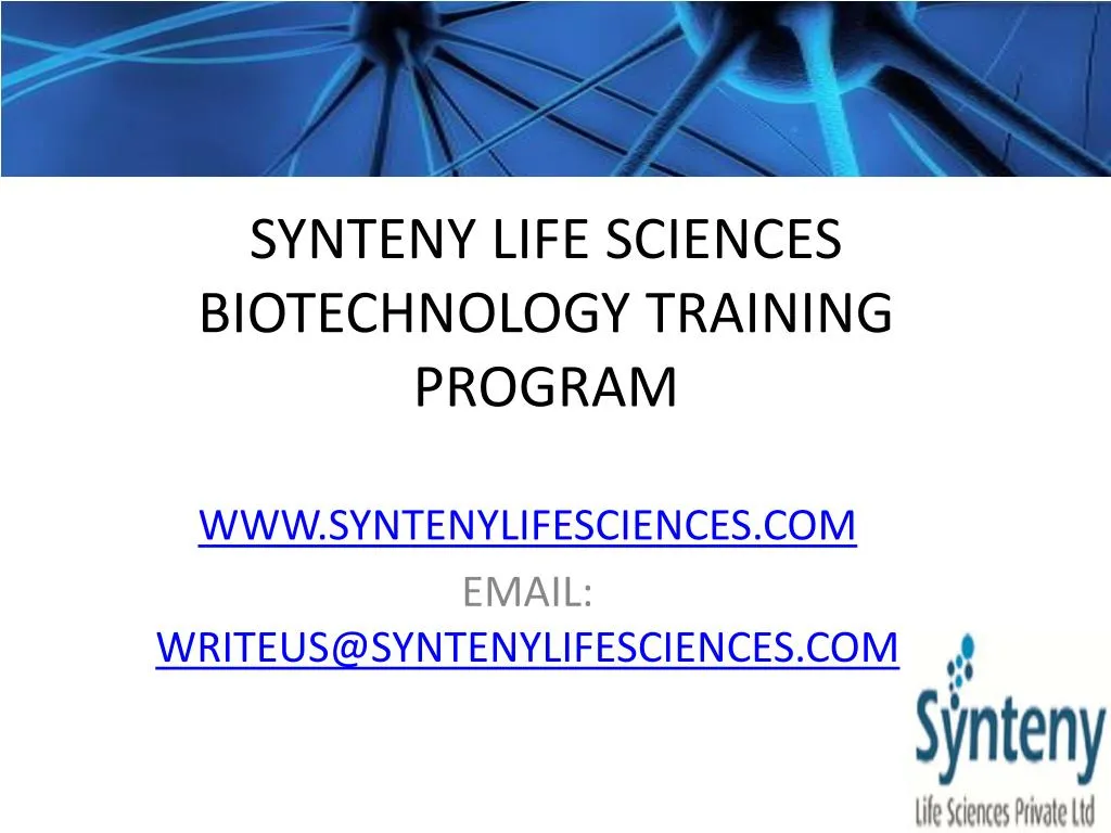 synteny life sciences biotechnology training program