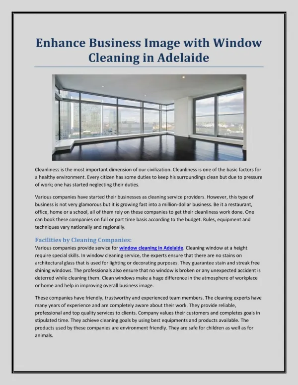 Enhance Business Image with Window Cleaning in Adelaide