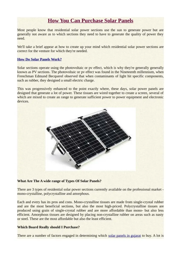 How Can Purchase Solar Panels