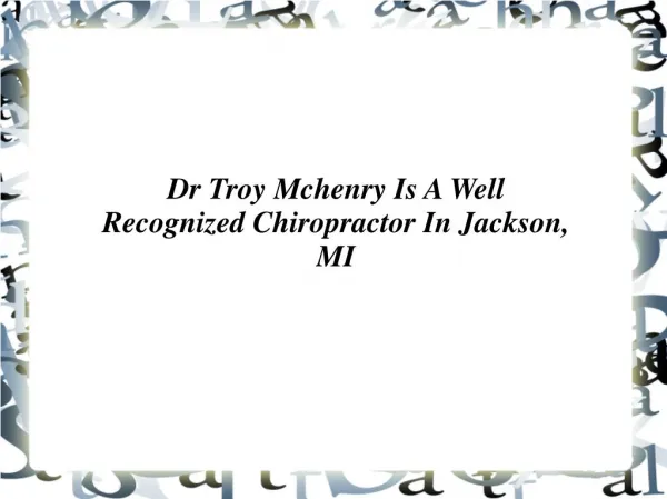 Dr Troy Mchenry