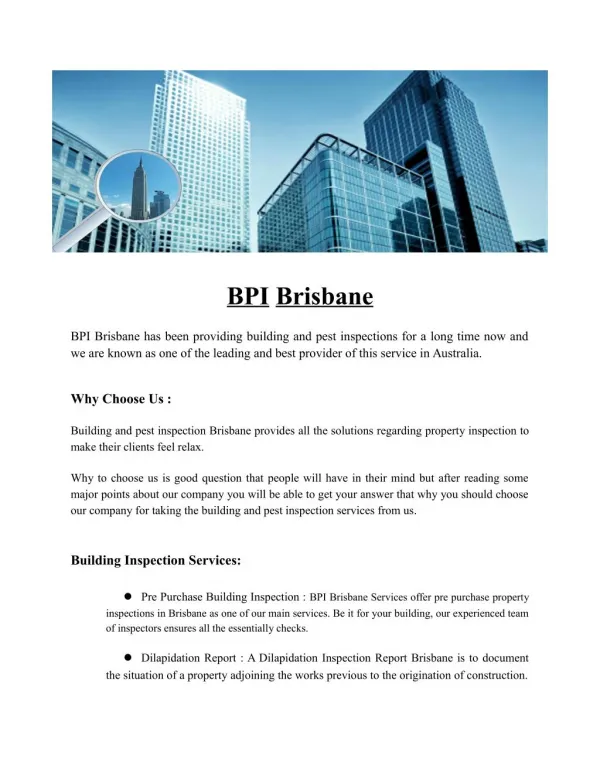 BPI Brisbane | Building & Pest Inspections Brisbane