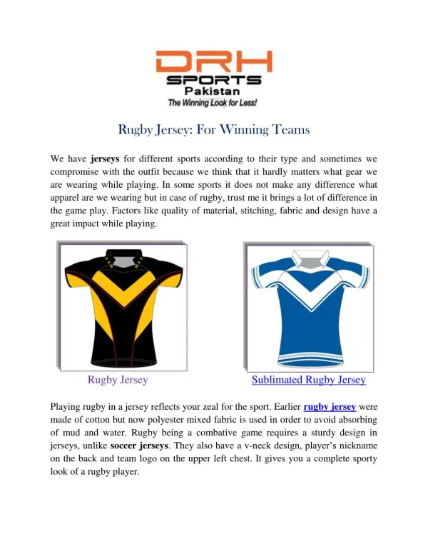 Rugby Jersey Manufacturers, Custom Sublimated Jerseys USA Australia