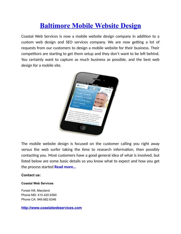 Baltimore Mobile Website Design
