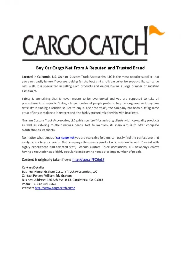Buy Car Cargo Net From A Reputed and Trusted Brand   