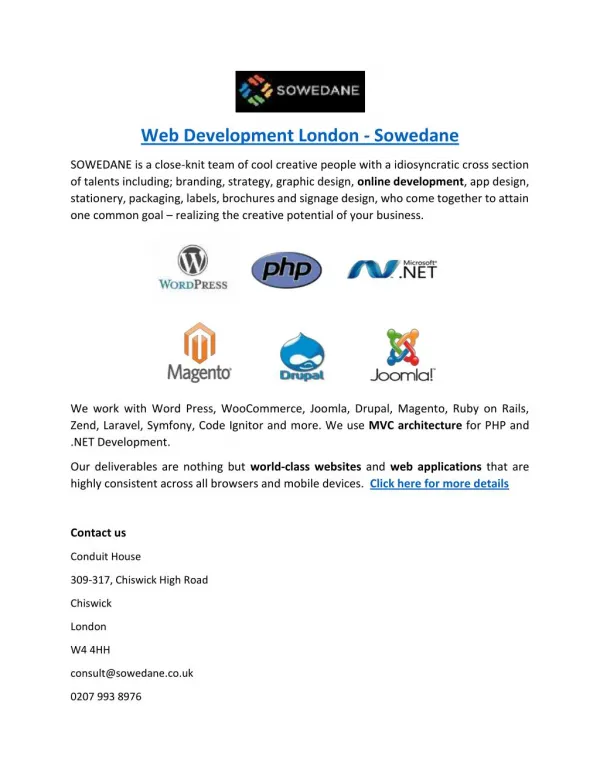 Web Development London - Sowedane