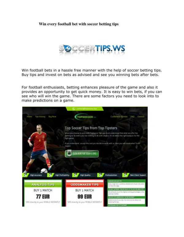 Win every football bet with soccer betting tips