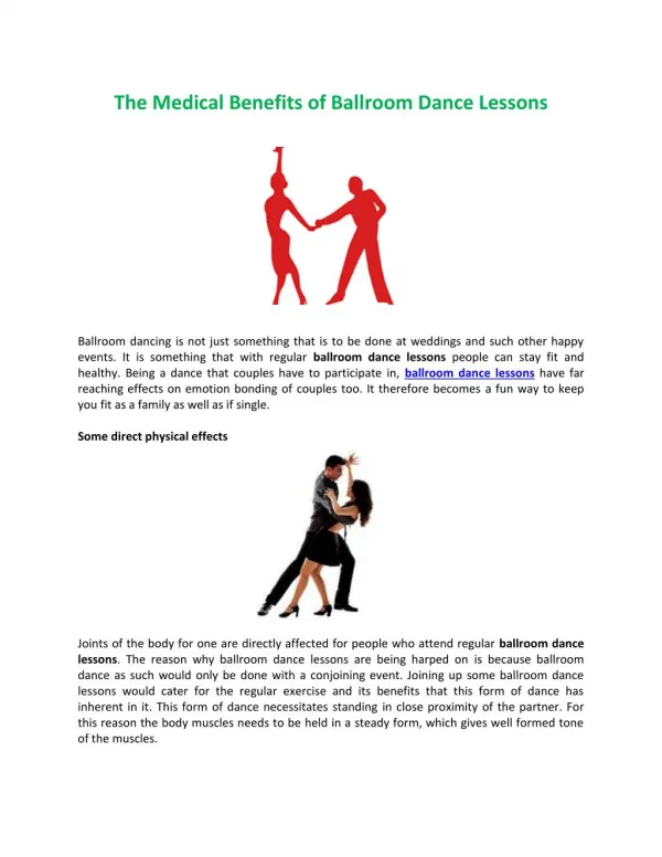 The Medical Benefits of Ballroom Dance Lessons
