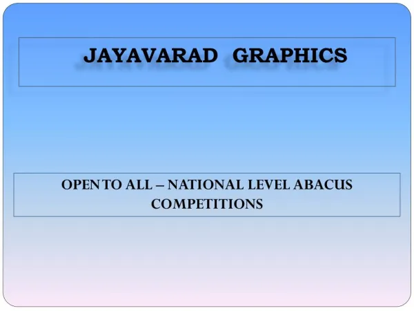 OPEN TO ALL – NATIONAL LEVEL ABACUS COMPETITIONS