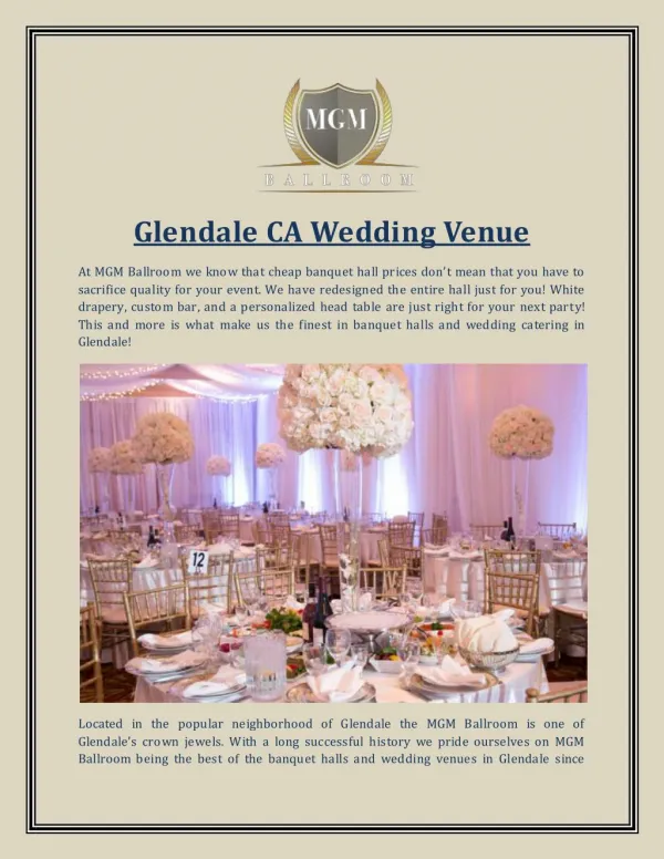 Glendale CA Wedding Venue