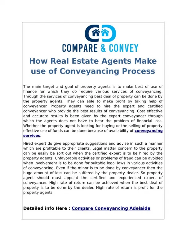 How Real Estate Agents Make use of Conveyancing Process