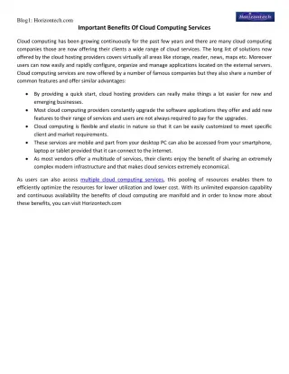 Important Benefits Of Cloud Computing Services - slide 1