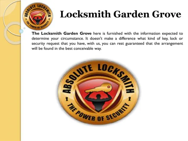 Locksmith Garden Grove , Orange County California Locksmith