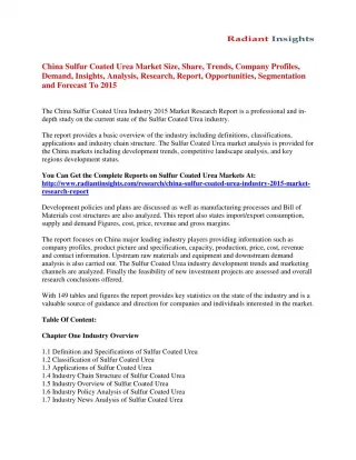 China Sulfur Coated Urea Market Analysis And Segment Forecasts To 2015 - slide 1
