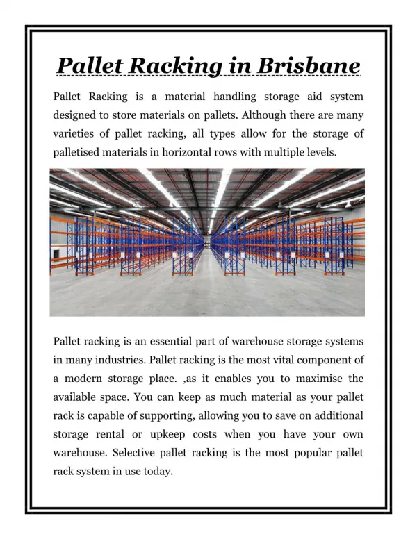 Pallet Racking in Brisbane