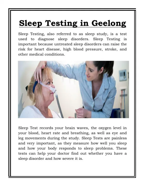 Sleep Testing Geelong