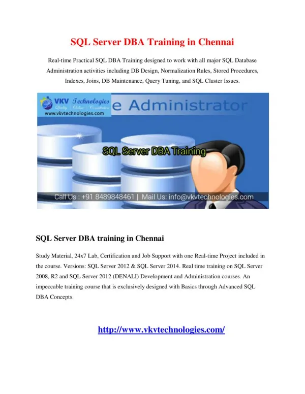 SQL Server DBA Training in Chennai