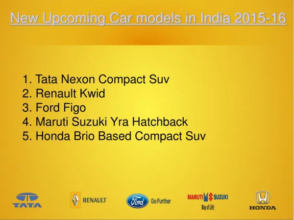 New Upcoming Car Models in India 2015-16