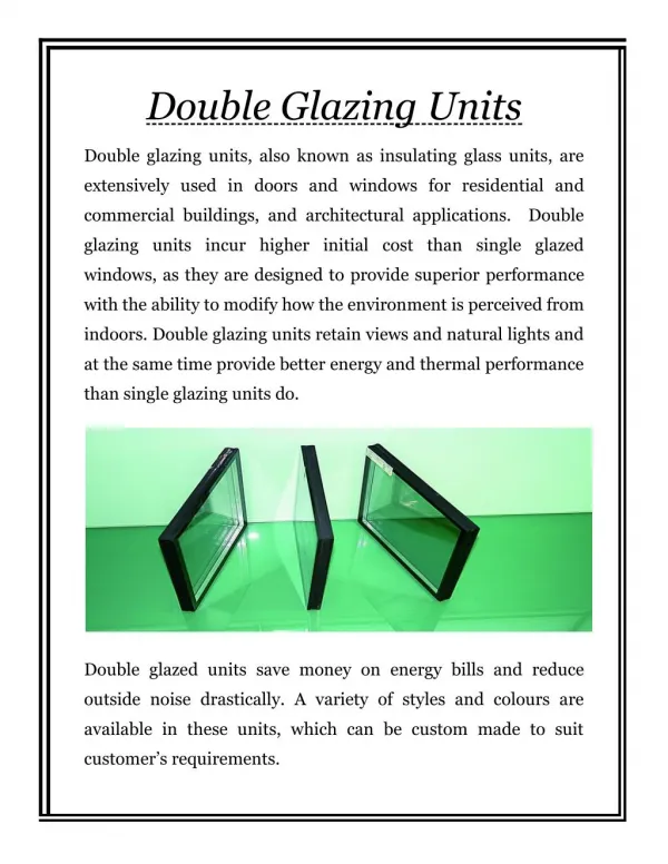 Double Glazing Units