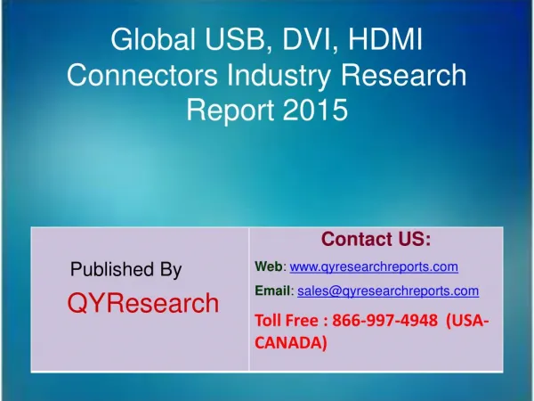 Global USB, DVI, HDMI Connectors Market 2015 Industry Analysis, Forecasts, Study, Research, Outlook, Shares, Insights an