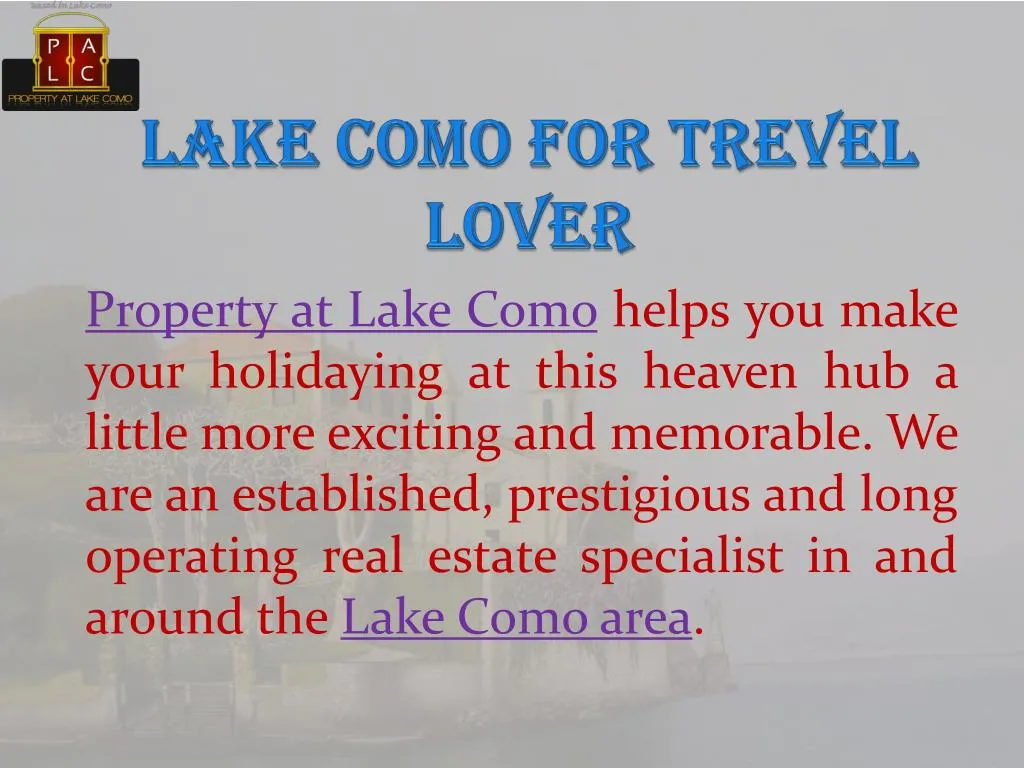 lake como for trevel lover