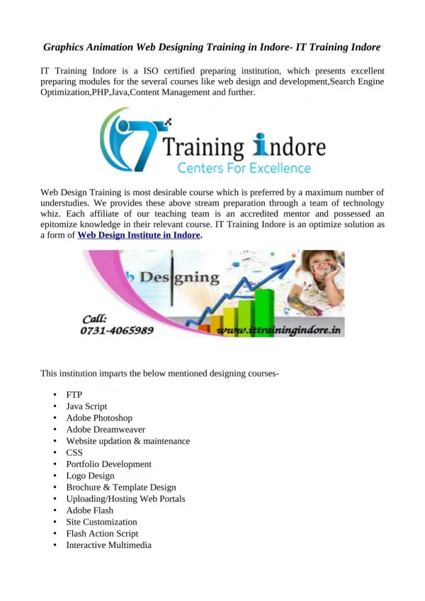 Best Web design training institute in Indore at IT Training Indore