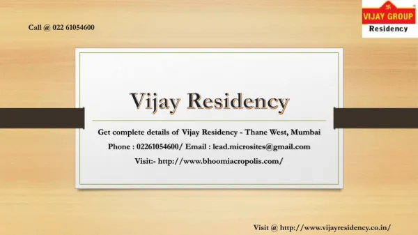 Vijay Residency - Virar, Mumbai - Price, Review, Floor Plan - Call @ 02261054600