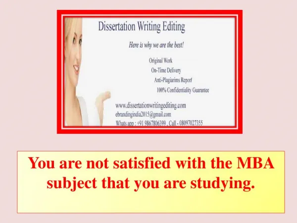 You Are Not Satisfied With the MBA Subject That You Are Studying.
