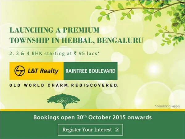 L&T Realty Present Pre Launch Project Raintree Boulevard Hebbal Bangalore