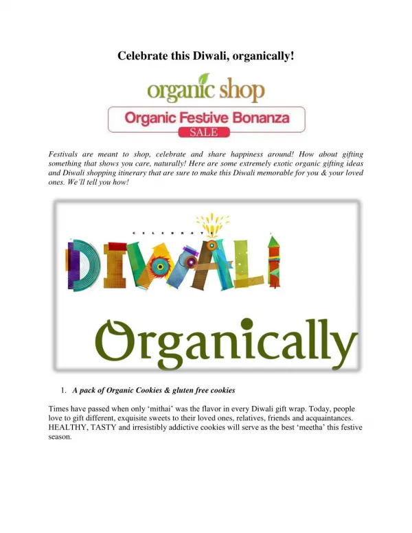 Celebrate this Diwali, organically!