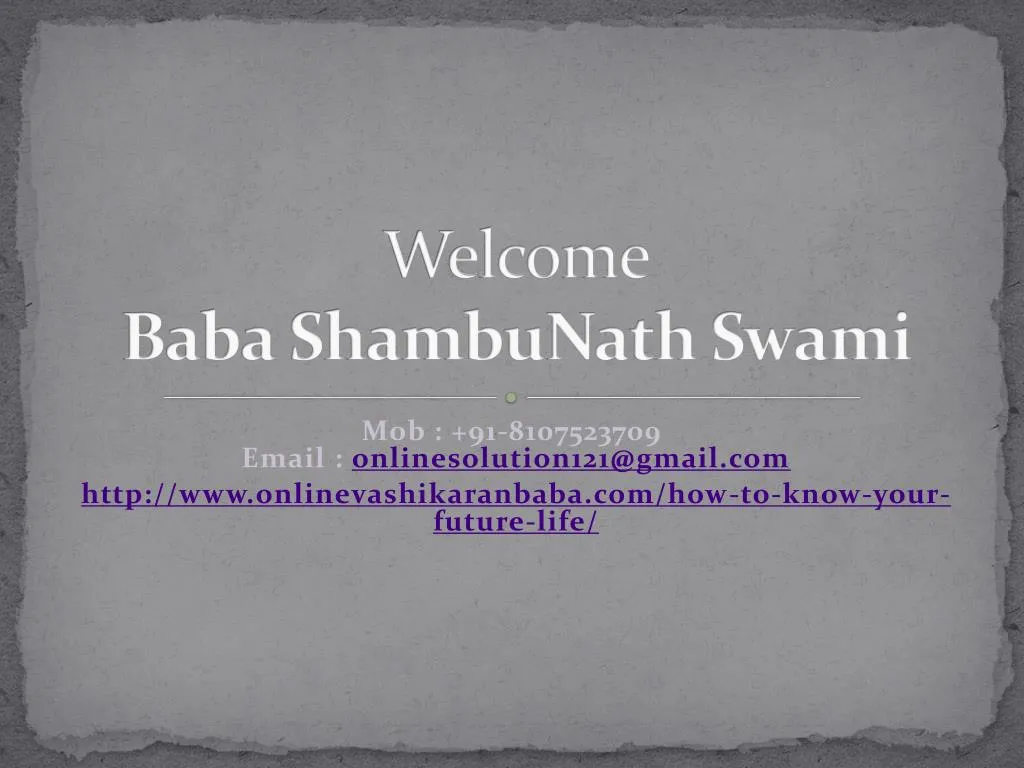 welcome baba shambunath swami