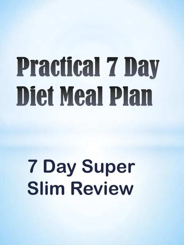 Practical 7 Day Diet Meal Plan