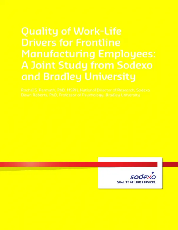 Quality of Work-Life Drivers for Frontline Manufacturing Employees